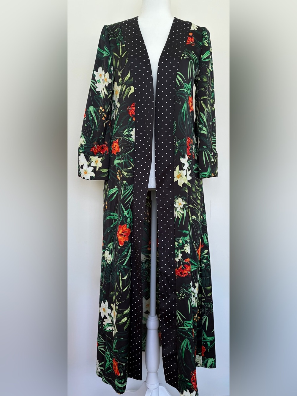 Jeannie Mai x I.N.C. Long Open Front Floral Duster Jacket XS
